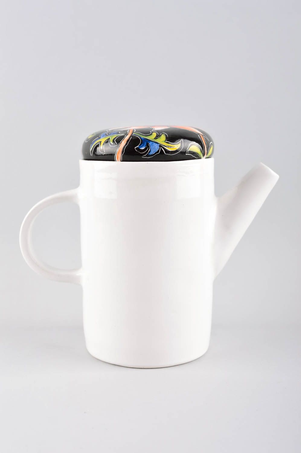 Handmade Teekanne Keramik Geschirr aus Ton Geschenk für Frau Teekanne Tee weiß foto 2