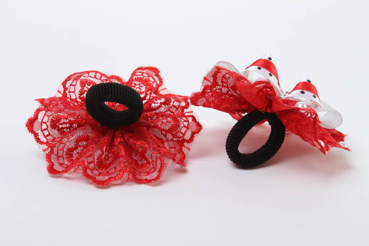 Flower scrunchies for girls handmade lace scrunchies for children hair accessory photo 4