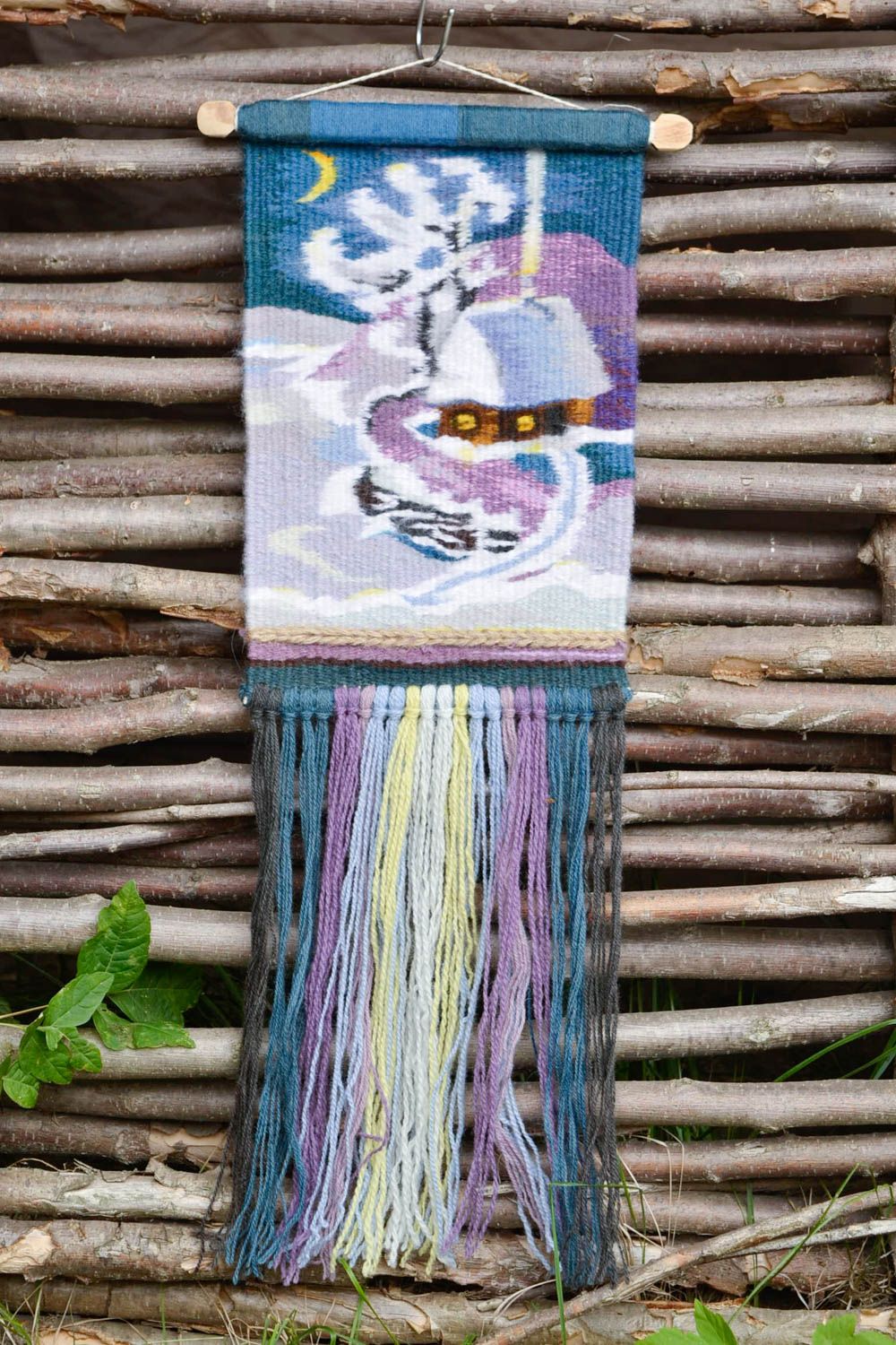 Panel para pared hecho a mano tapiz decorativo de lana decoración de interior foto 1