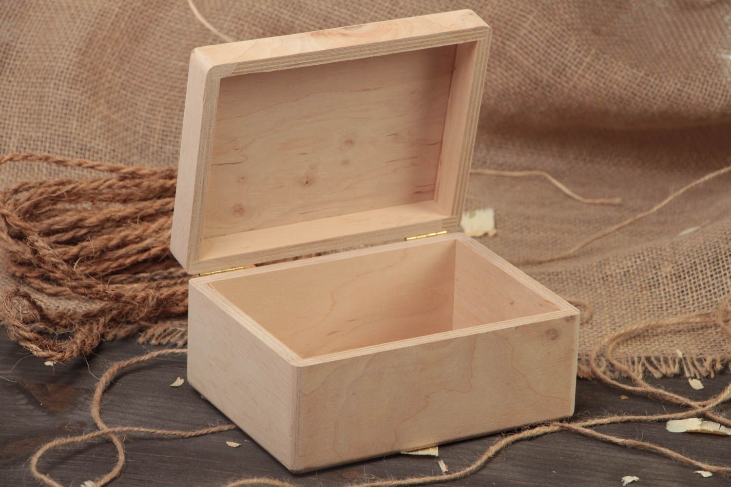 Handmade plywood craft blank for decoupage or painting rectangular jewelry box photo 1