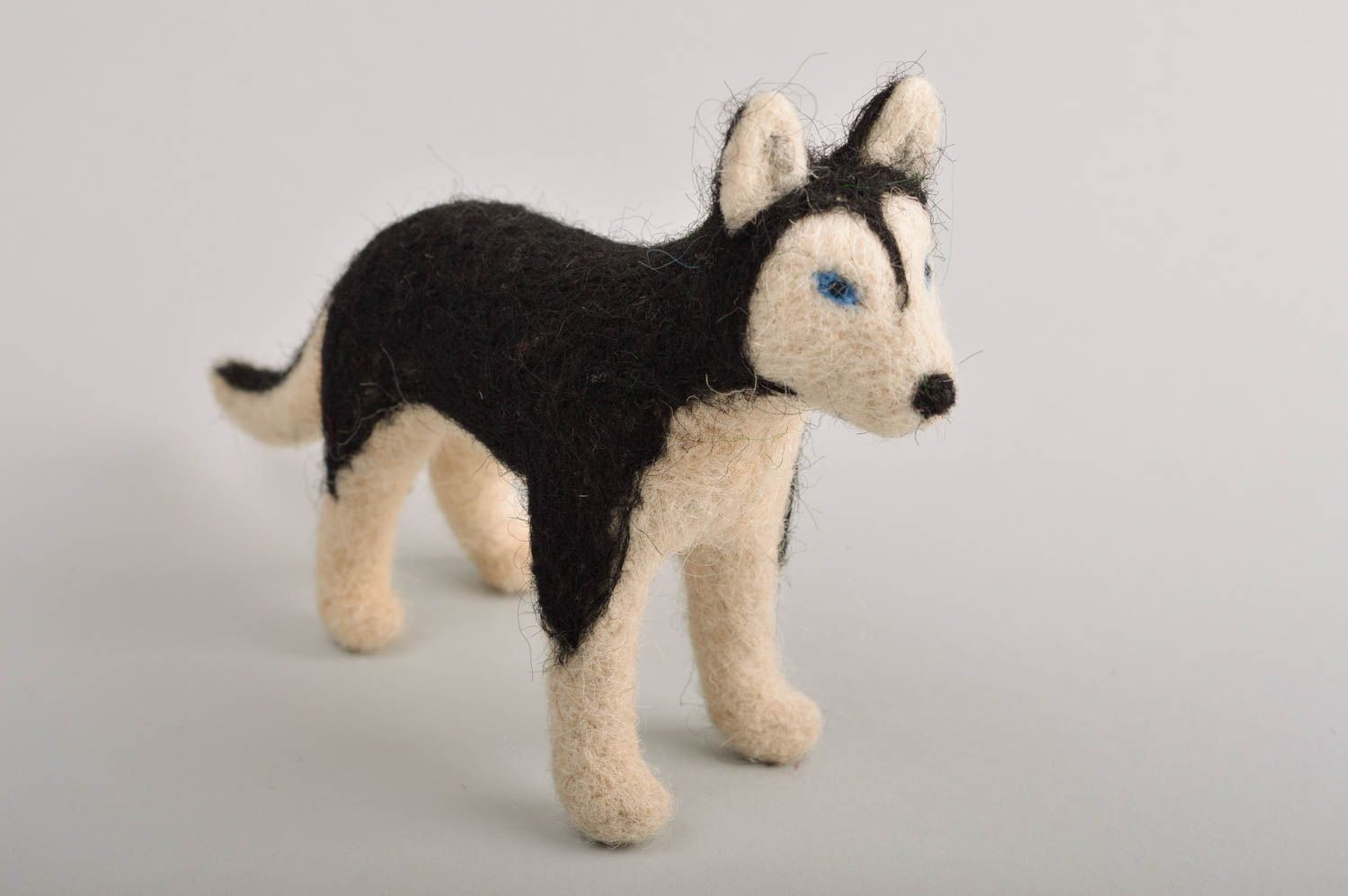 Juguete artesanal de lana muñeco de peluche para niño regalo original Husky foto 2