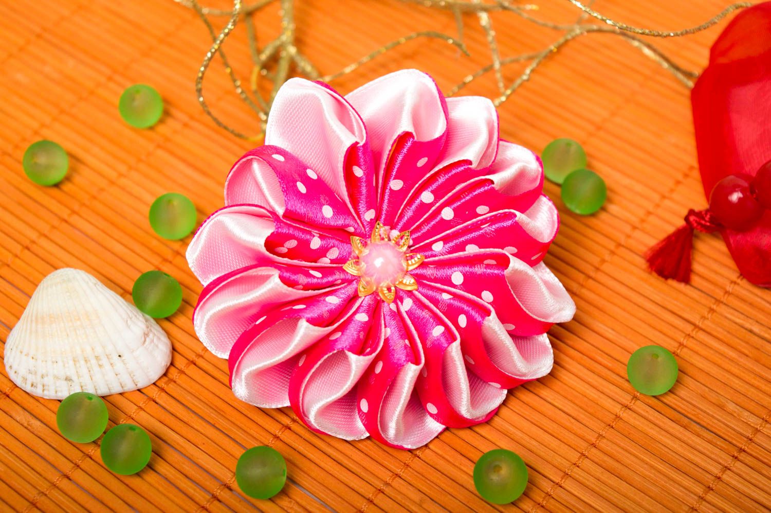 Coletero para el pelo artesanal accesorio de niña regalo original flor rosada foto 1