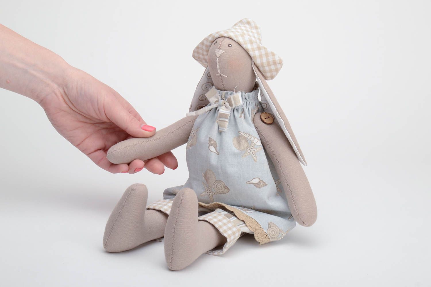 Peluche lapine faite main en coton de design jouet décoratif pour maison photo 5