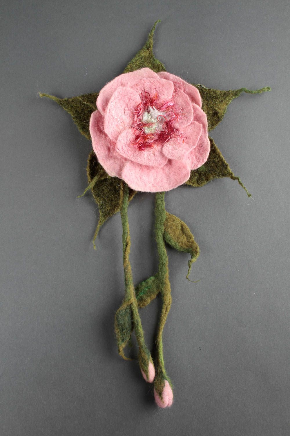 Broche fleur rose Pince cheveux faite main en laine feutrée design Cadeau femme photo 2