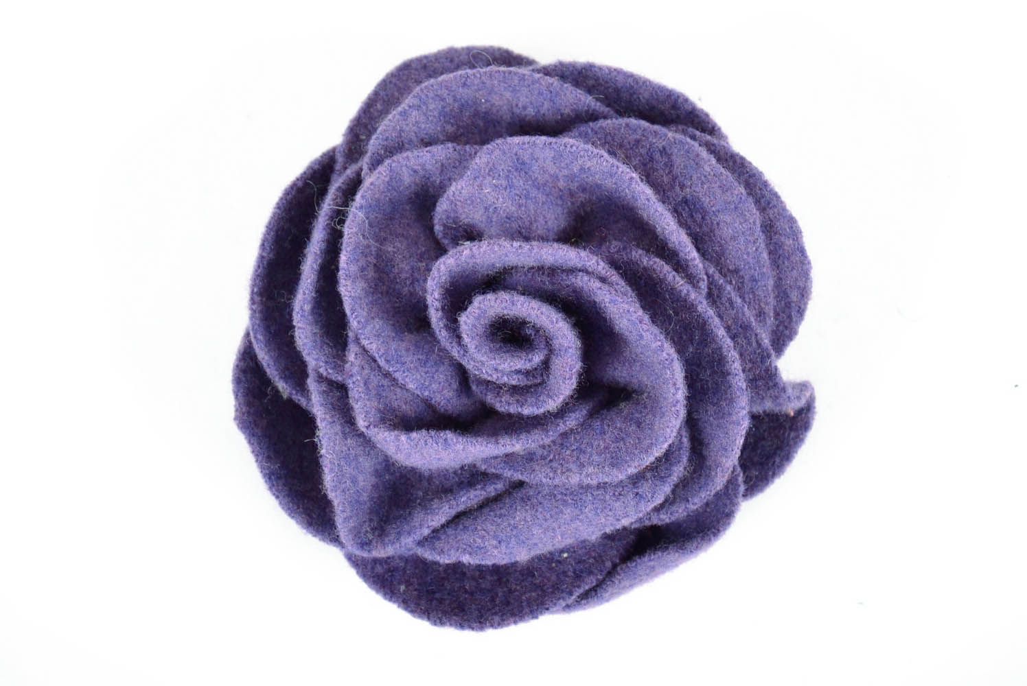 Broche fleur en laine Rose bleue  photo 2