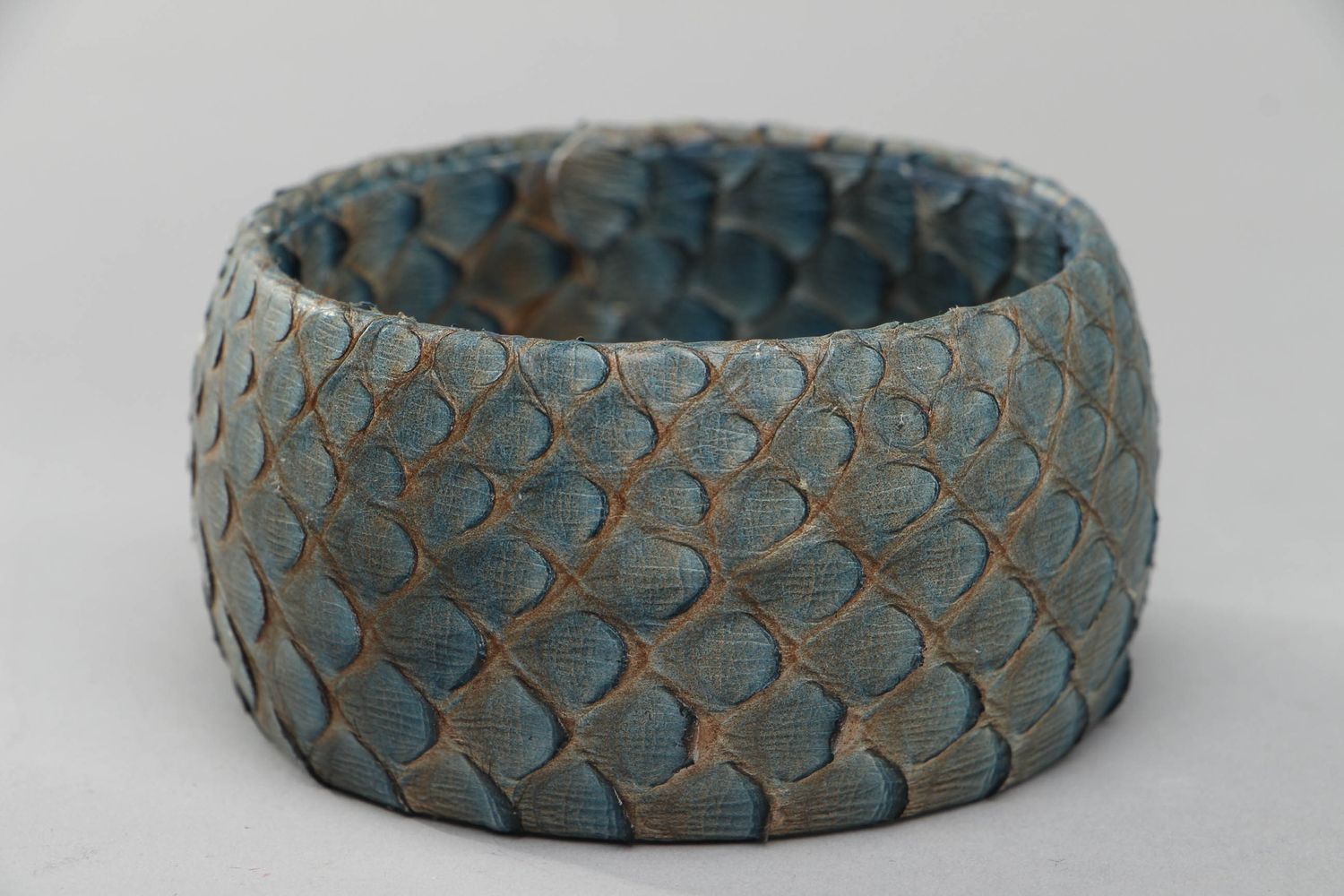 Wide python leather bracelet photo 1