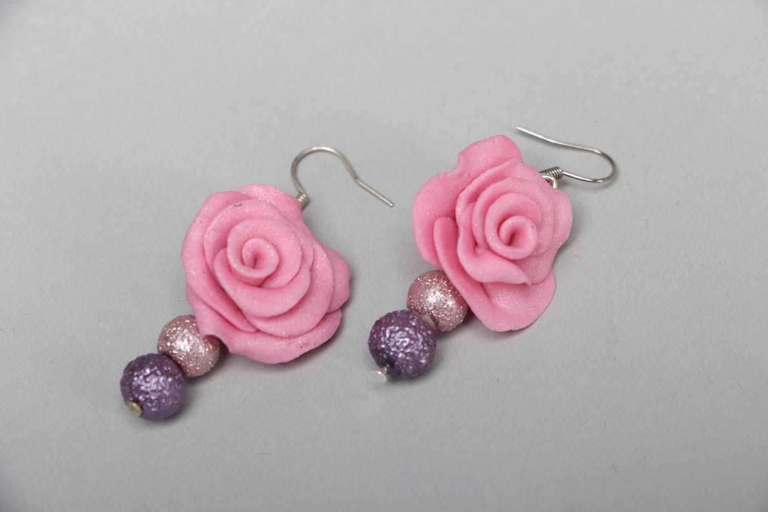 Polymer clay earrings Pink Tenderness photo 1