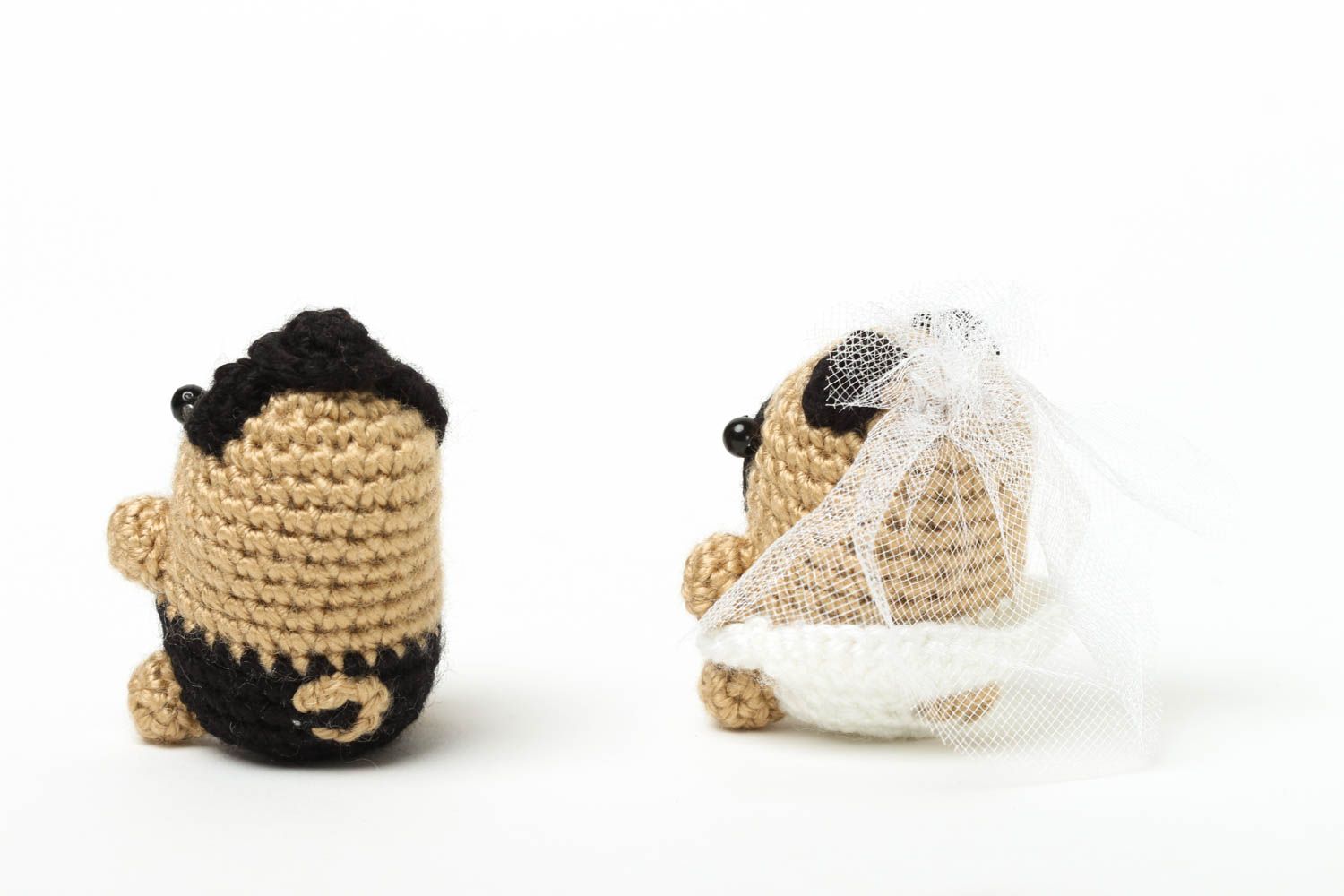 Set of two knitted stuffed pugs. Boy and girl photo 3