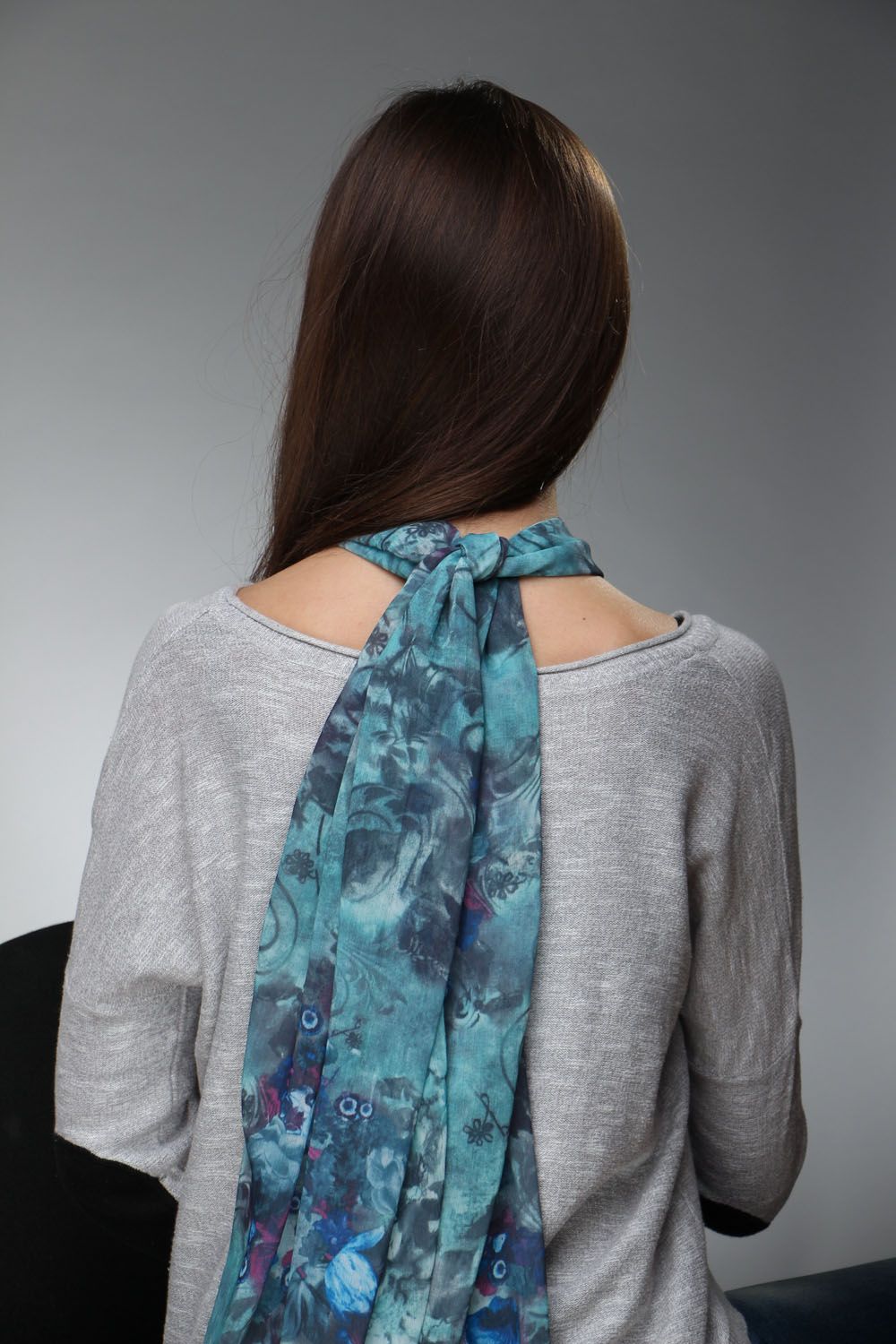 Blue silk scarf photo 5