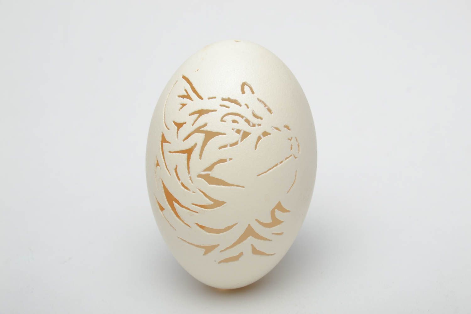 Гусиное яйцо с гравировкой Кошка фото 2