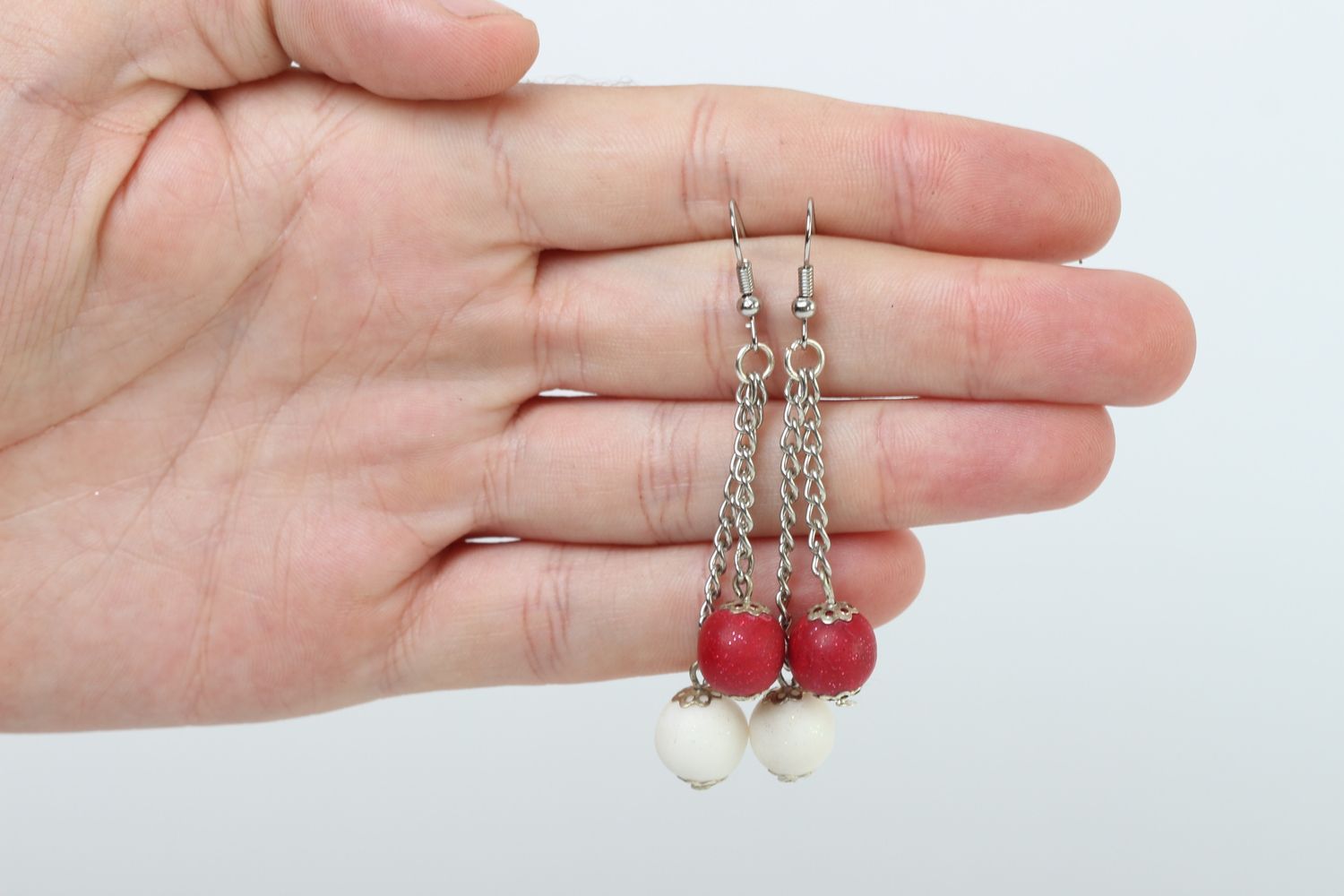 Boucles d'oreilles pendantes Bijou fait main avec perles fantaisie Cadeau femme photo 4
