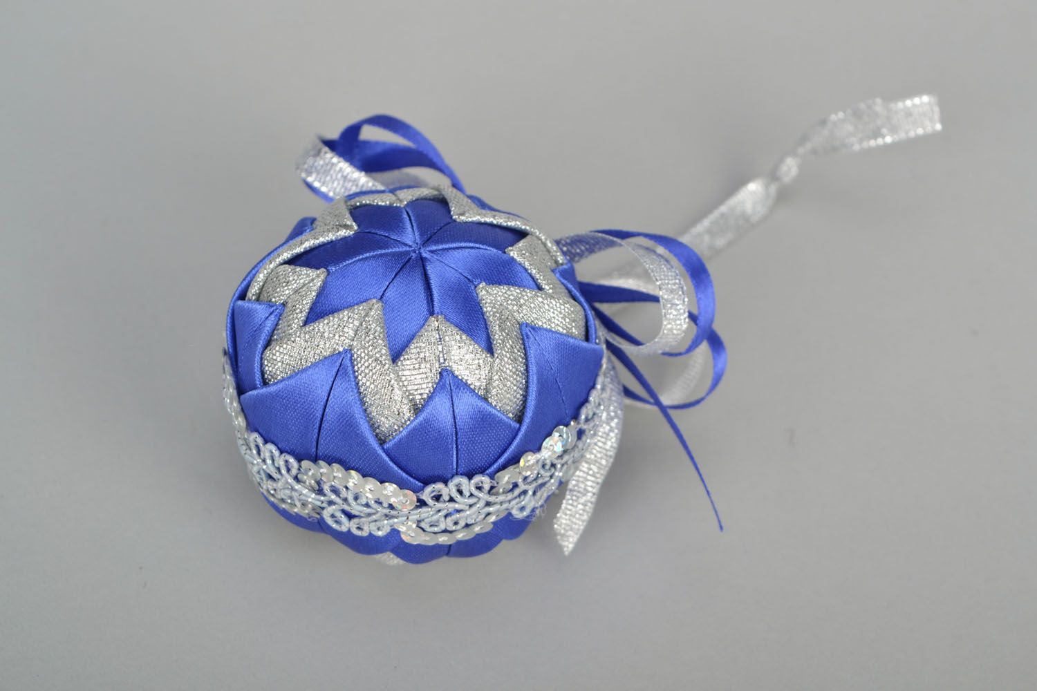 Christmas tree decoration Silver and Blue Ball photo 4