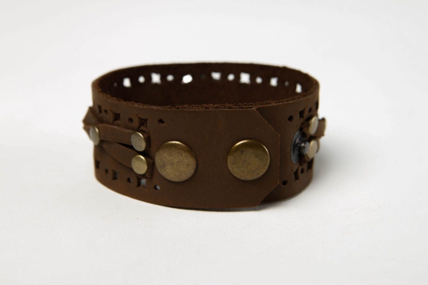 Bracelet cuir fait main Bracelet de montre large design Accessoire en cuir photo 5