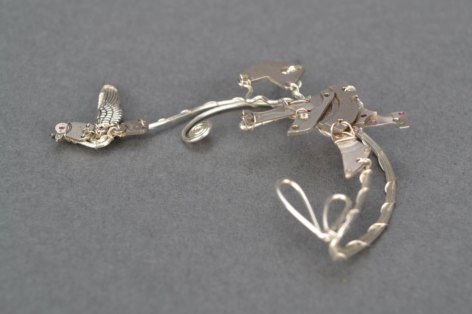 Handmade metal cuff earrings in steampunk style photo 4