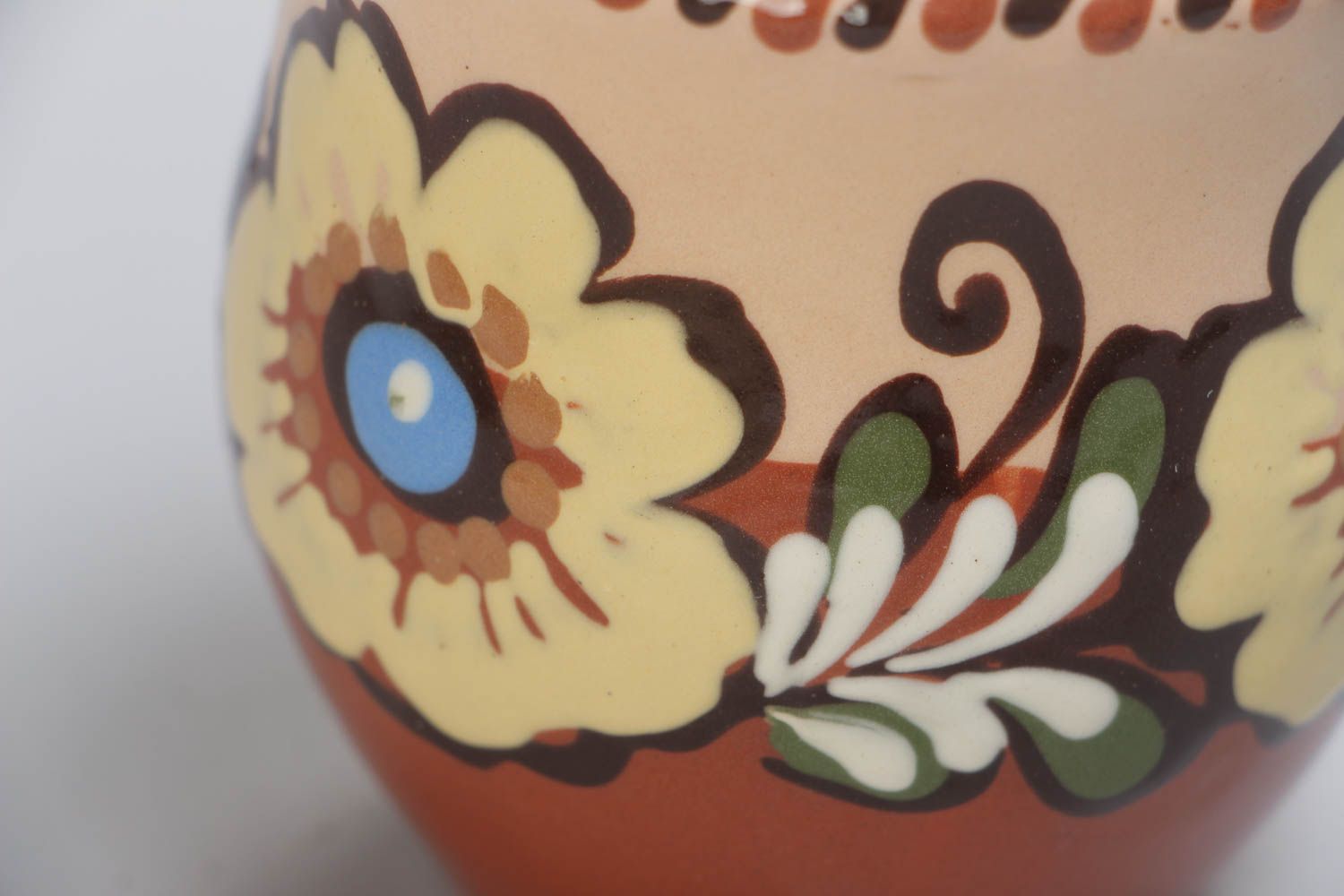 Авторская чашка расписанная глазурью глиняная ручной работы красивая 250 мл фото 3