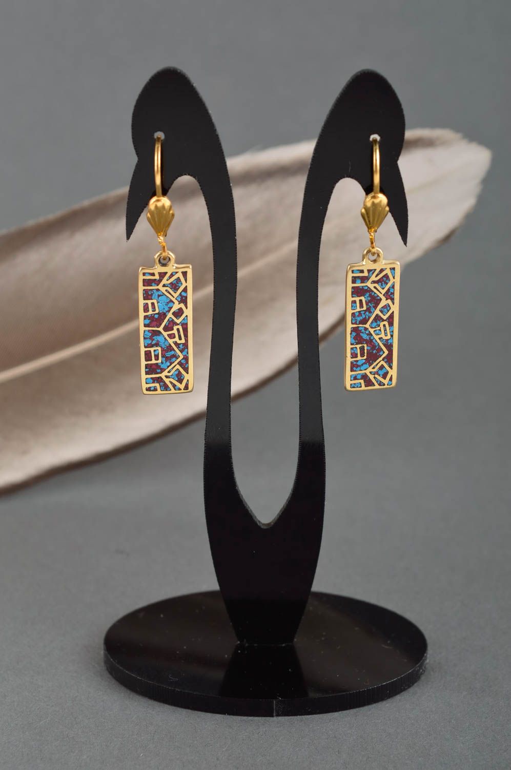 Handmade beautiful cute earrings dangling earrings brass jewelry present photo 1