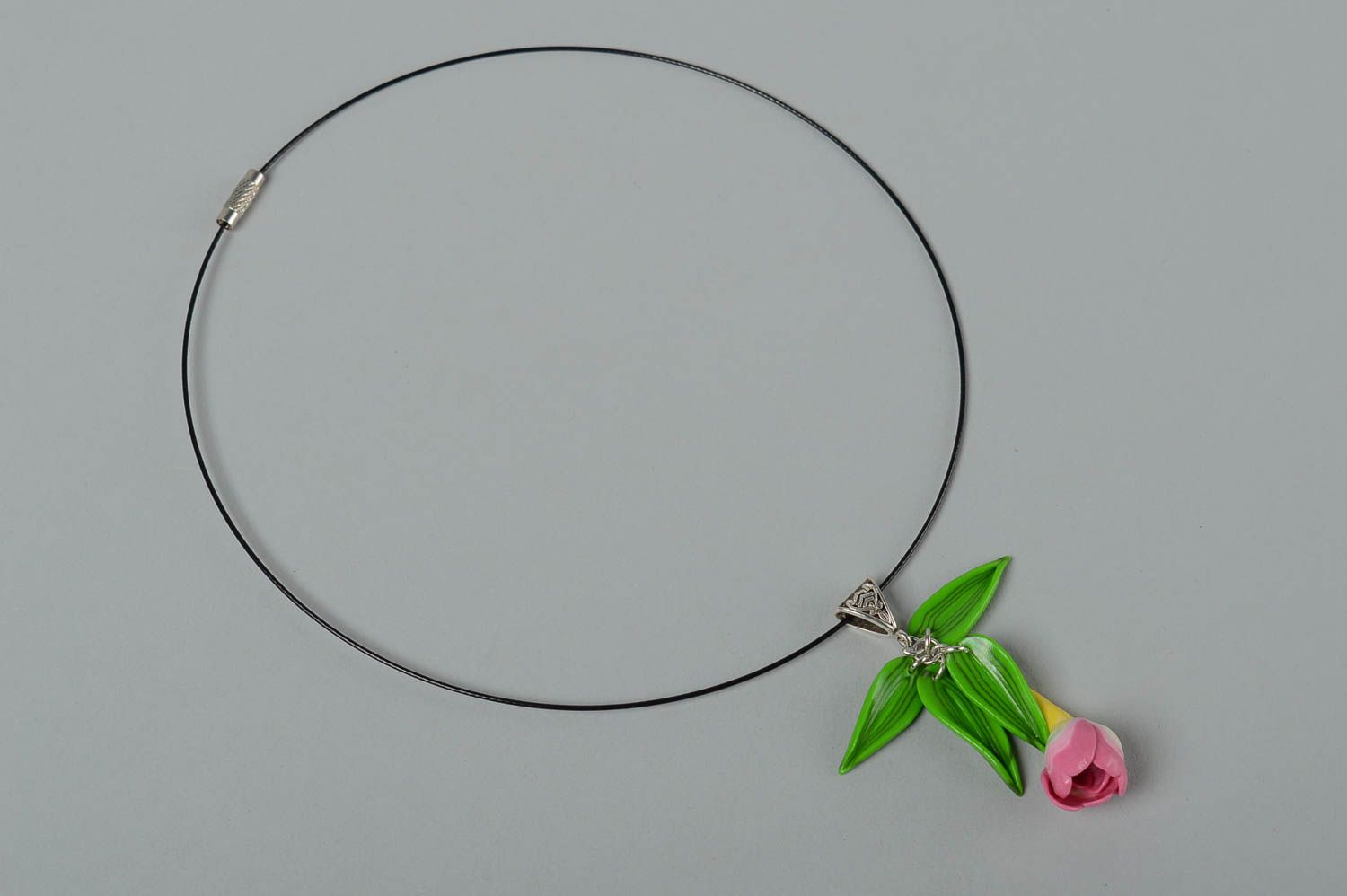 Schmuck Anhänger handmade Polymer Clay Schmuck Halskette für Frauen Blumen grell foto 2