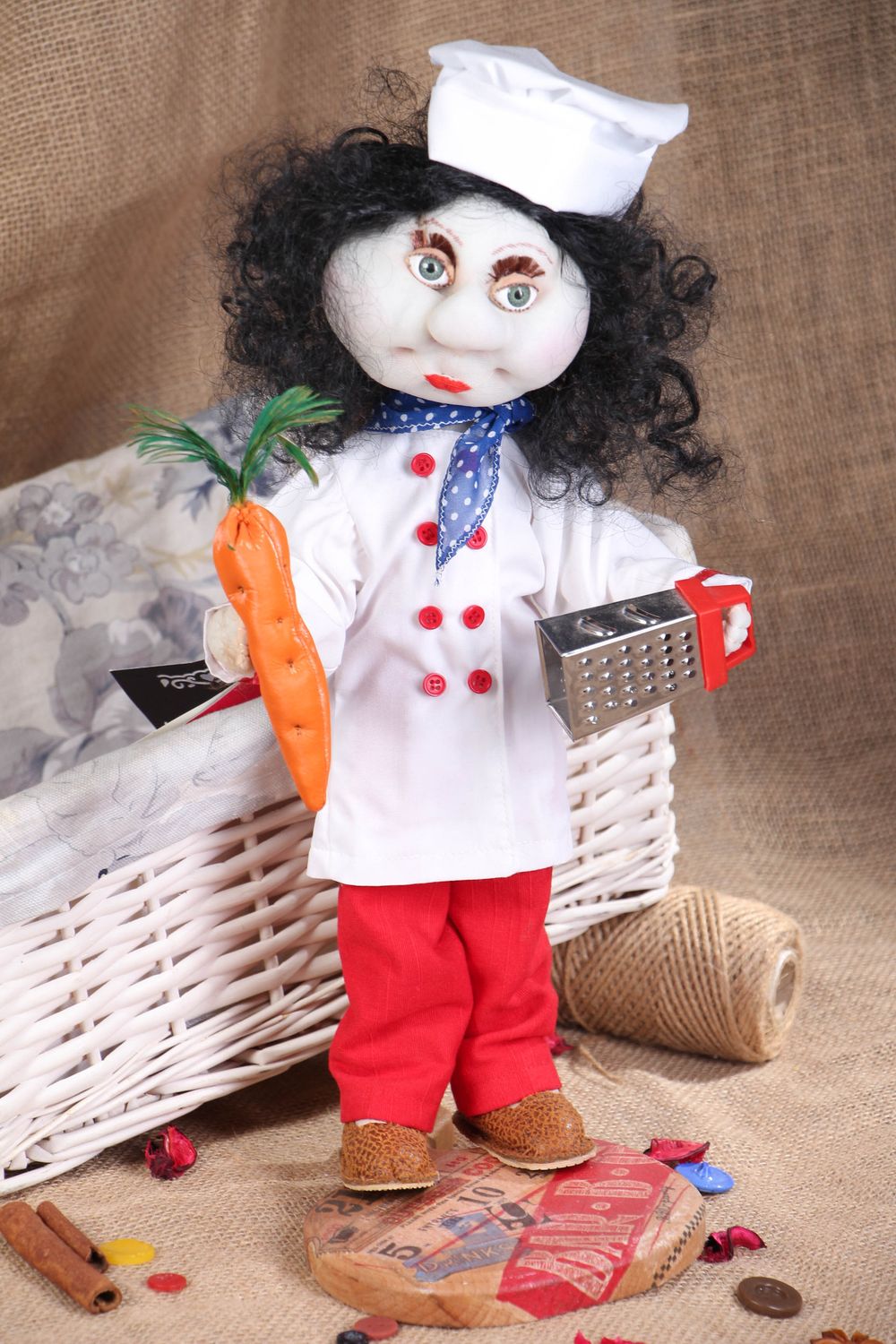 Handmade collectible doll with stand Cook photo 5