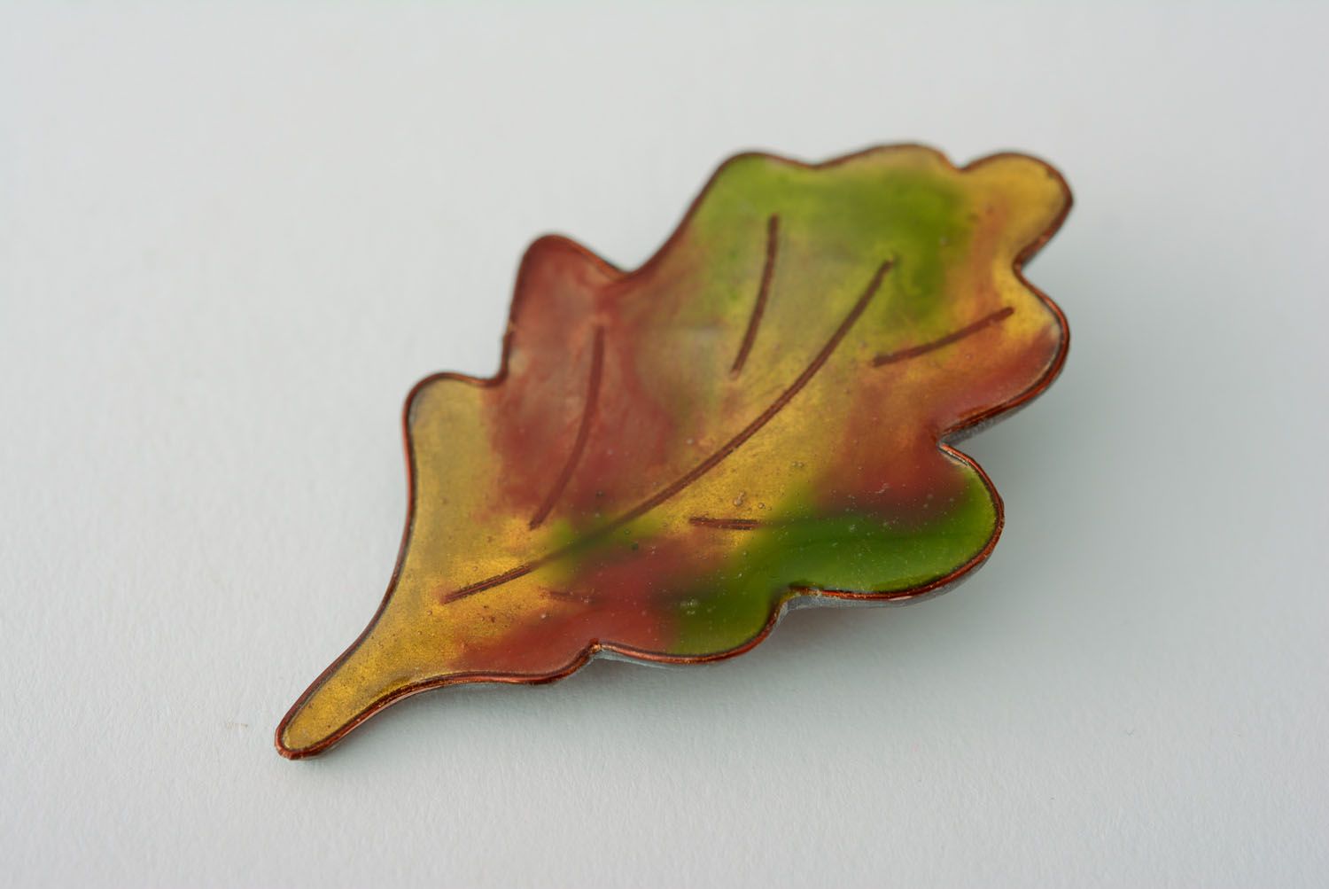 Polymer clay brooch Leaf photo 1