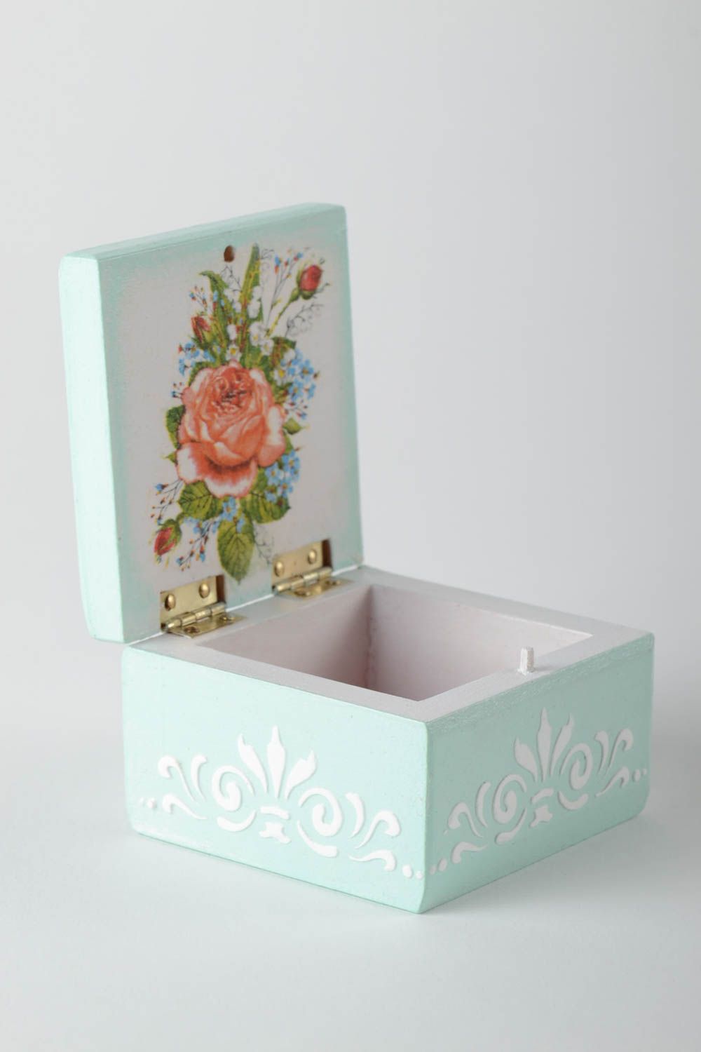 Small handmade wooden jewelry box square decoupage box designs home designs photo 2
