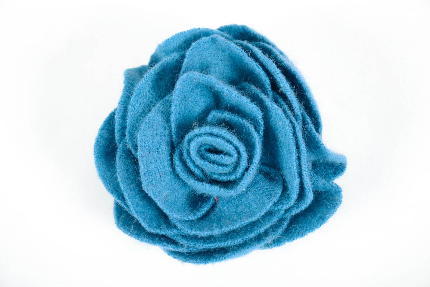 Broche fleur en laine Rose bleue  photo 2
