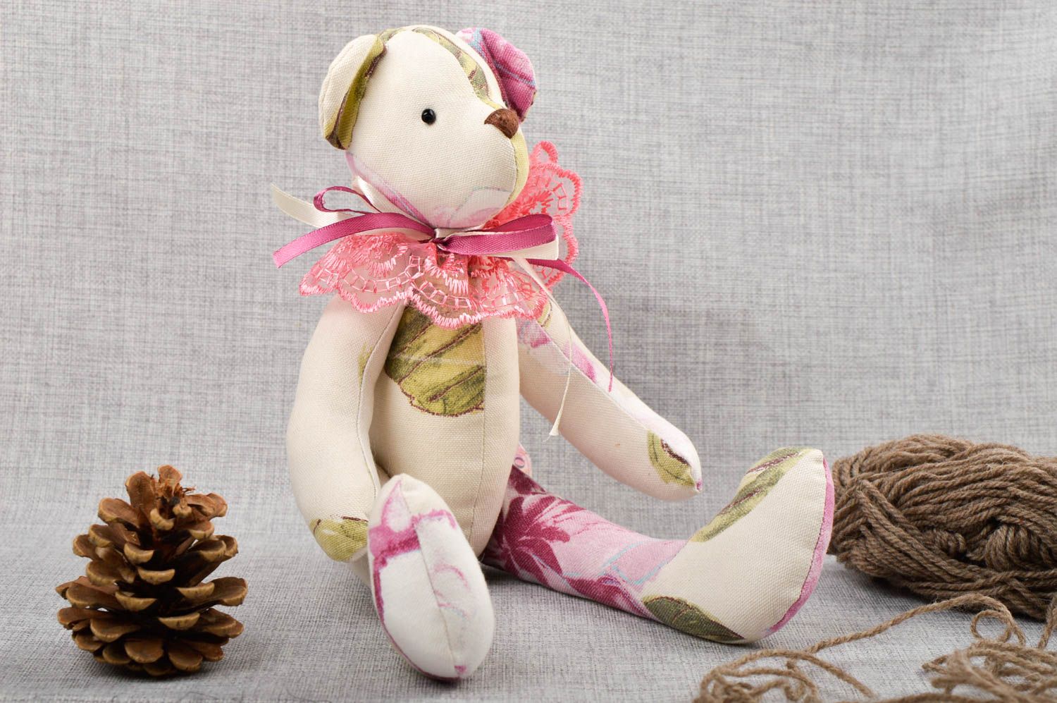 Handmade blumiges Kuscheltier Bär Stoff Spielzeug Geschenk für Kinder  foto 1