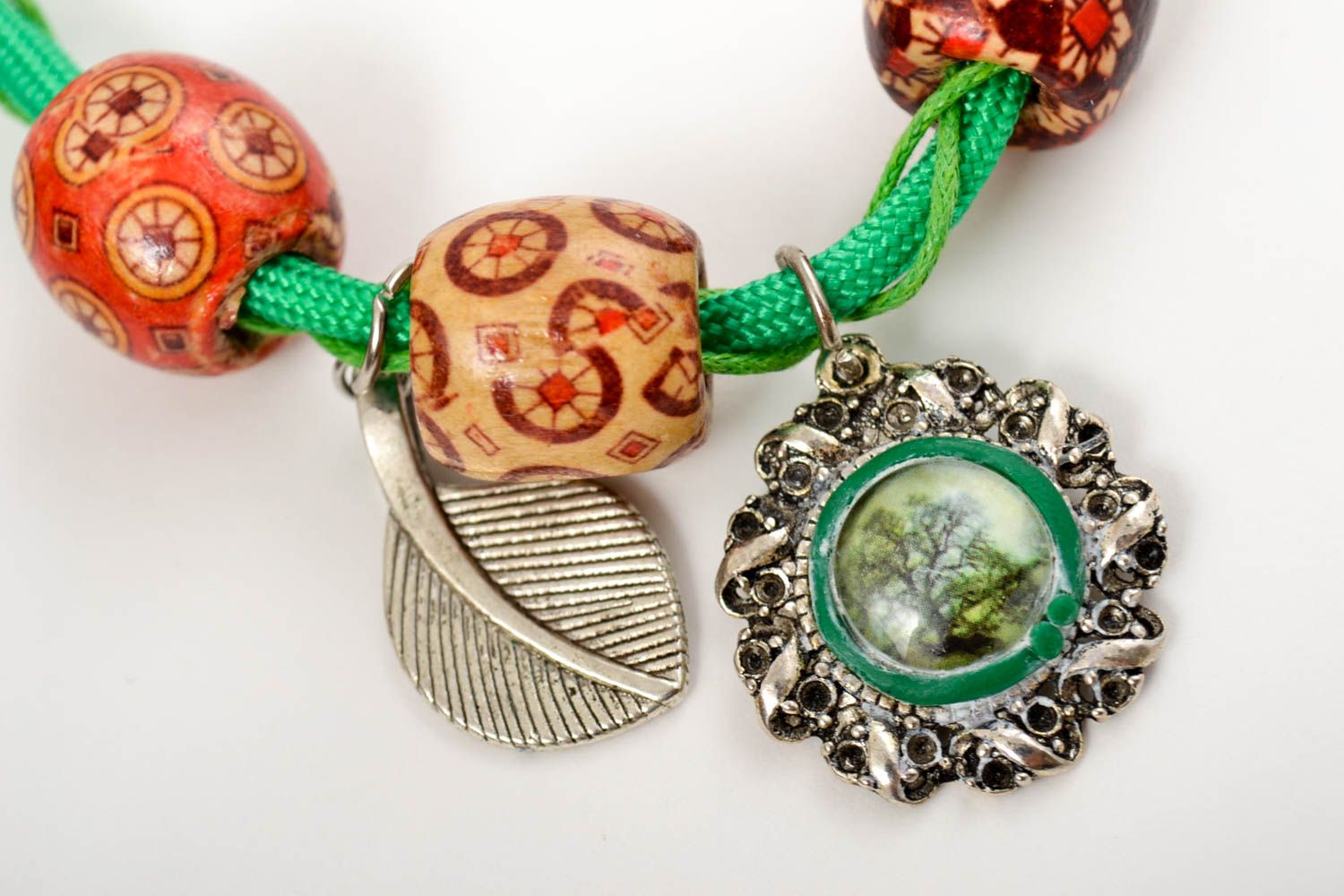 Halskette handmade Collier für Frauen Halskette aus Stoff Schmuck Kette grün foto 4