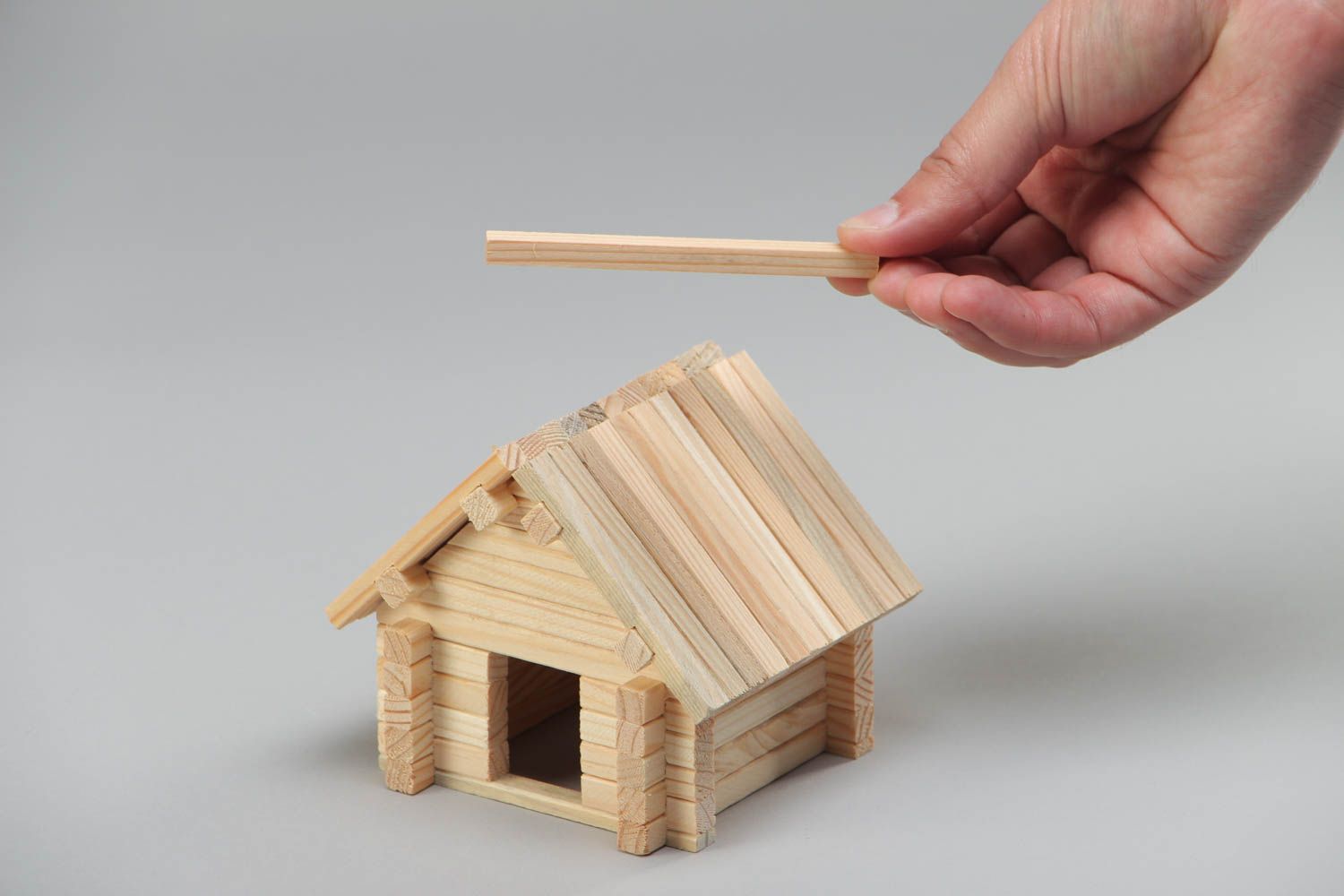 Lernspielzeug für Kinder Baukasten aus Holz Haus 53 Details handgemacht foto 5