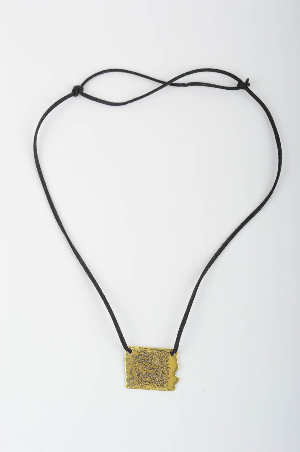 Handmade designer brass pendant unusual feminine pendant metal jewelry photo 2