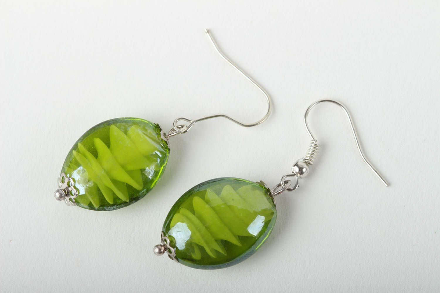 Handmade grüne Glas Ohrringe Accessoire für Frauen Designer Schmuck künstlerisch foto 2