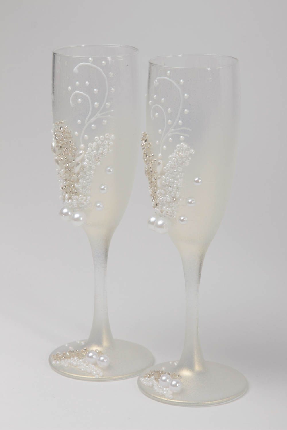 Stylish wedding accessories white wedding glasses handmade cute glasses photo 2