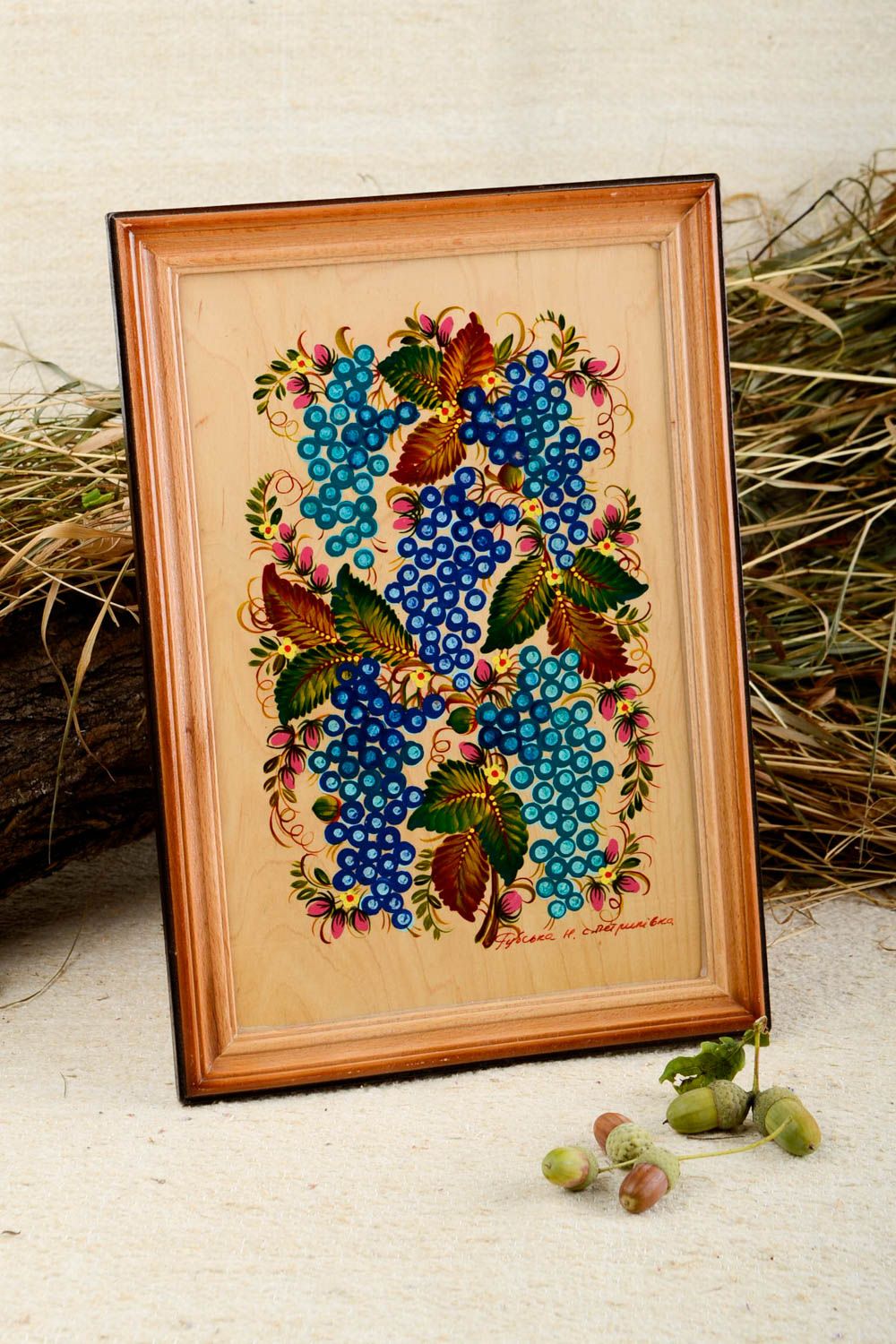 Cuadro pintado con flores hecho a mano elemento decorativo adorno para casa foto 1