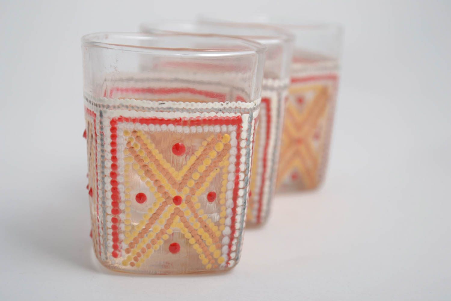 Handmade glass wine glass shot glass set of 3 items designer souvenir decor idea photo 4
