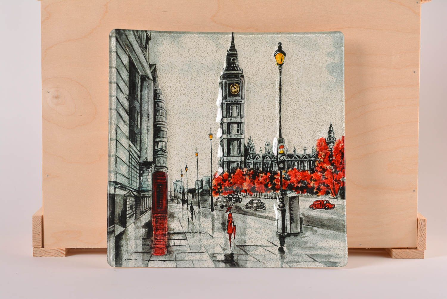 Stylish handmade wall plate glass art wall hanging decorative use only photo 1