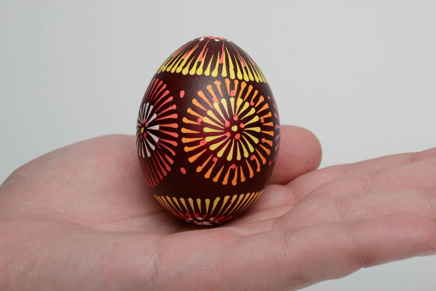 Handmade Easter egg with Lemkiv painting photo 4