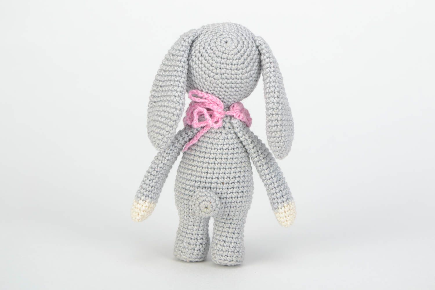 Handmade crochet cotton soft toy Girl in costume of hare photo 4