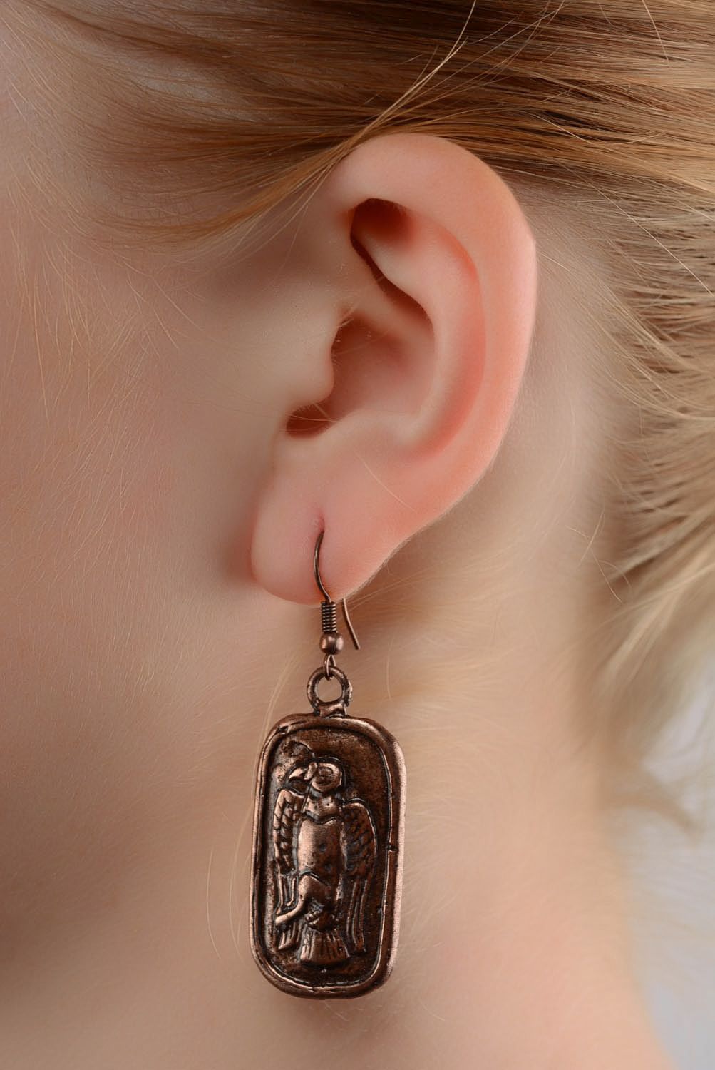 Boucles d'oreilles pendantes en cuivre  photo 4
