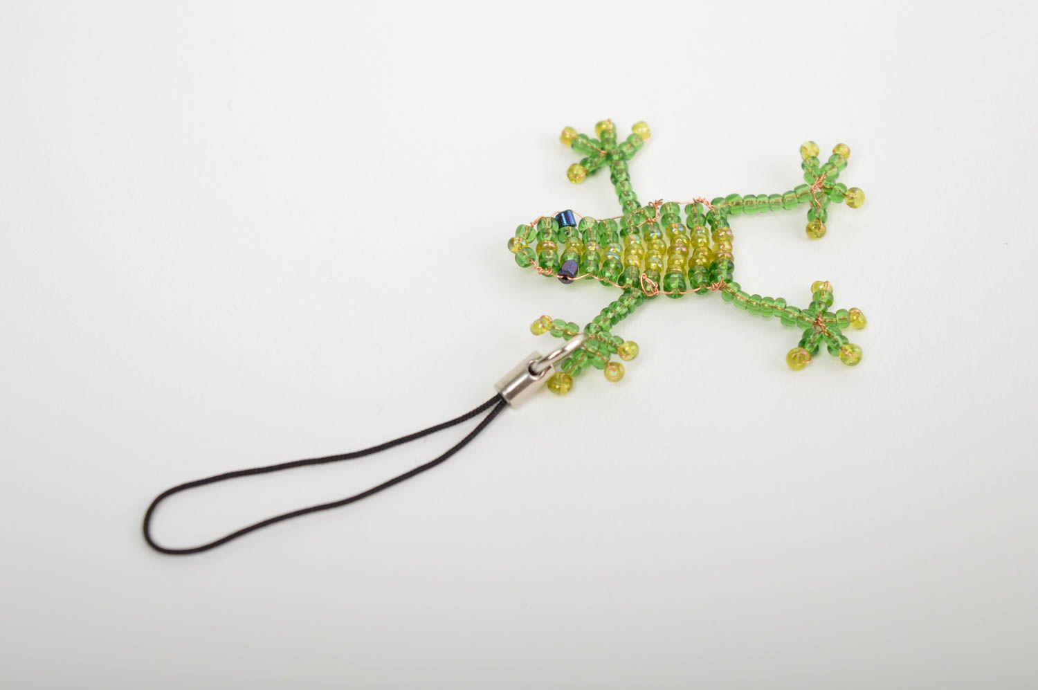 Handmade unusual gift handmade keychain beaded frog mobile phone strap key charm photo 3