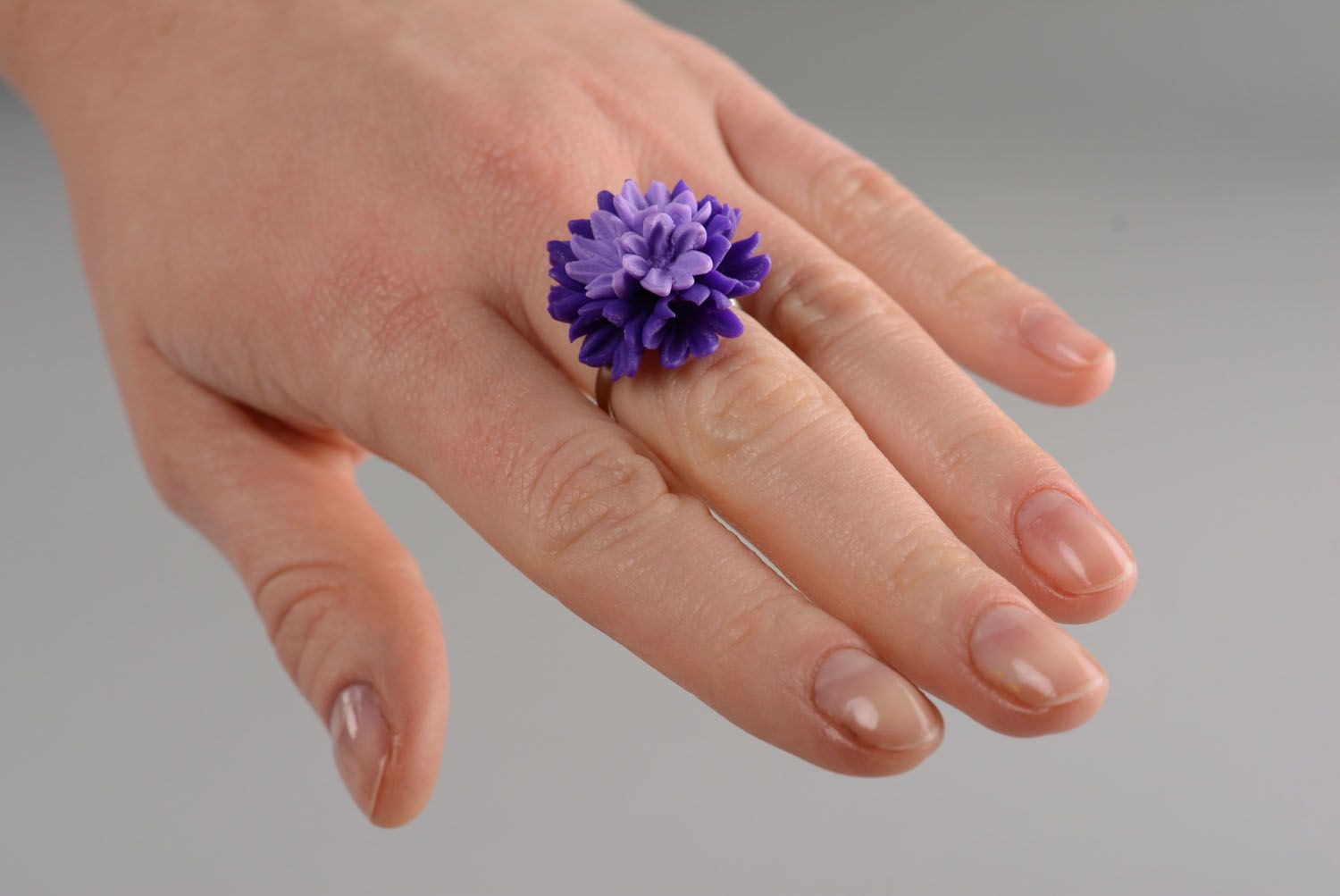 Polymer clay ring Lilac photo 4