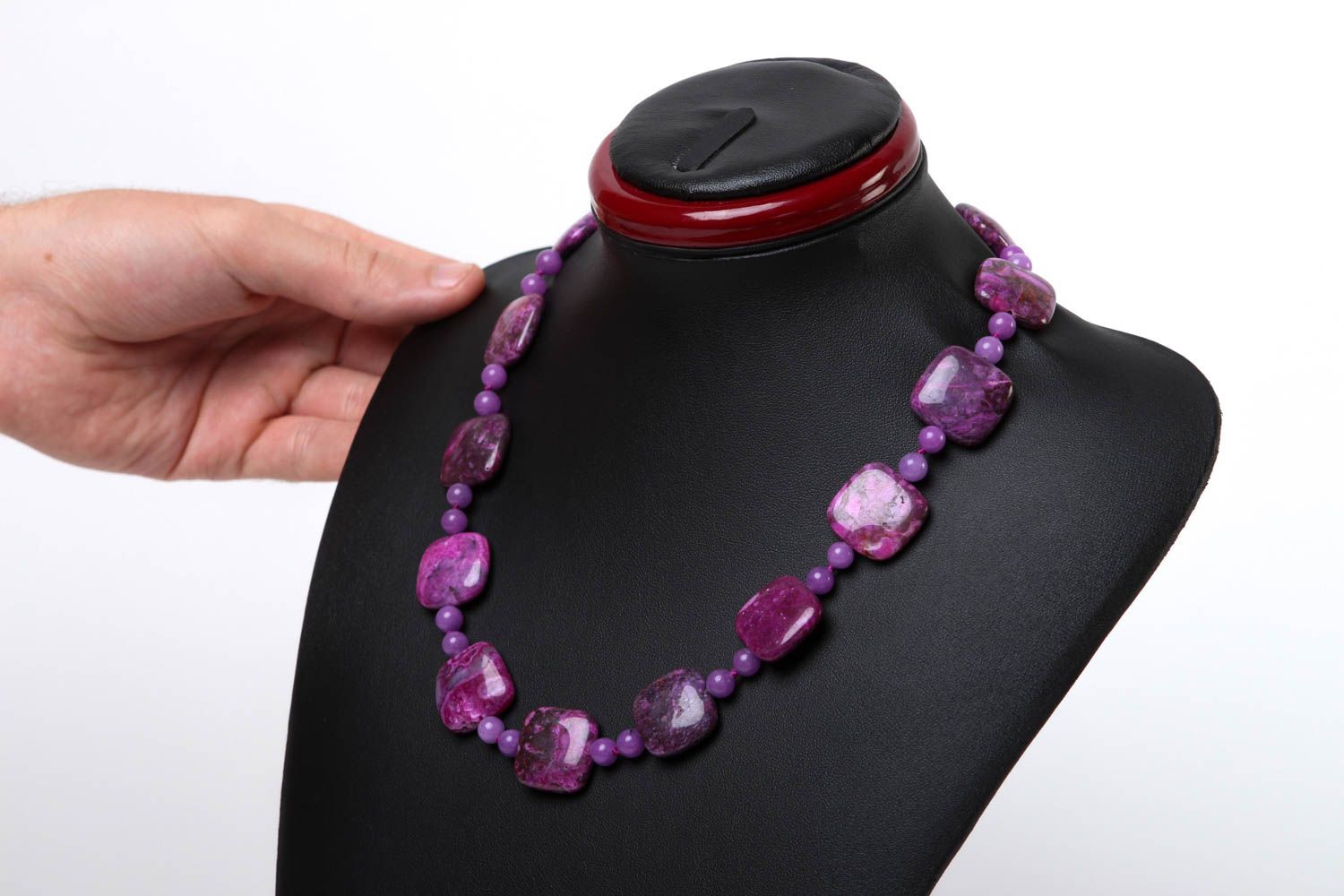 Handmade necklace unusual necklace designer jewelry stone beads necklace photo 5
