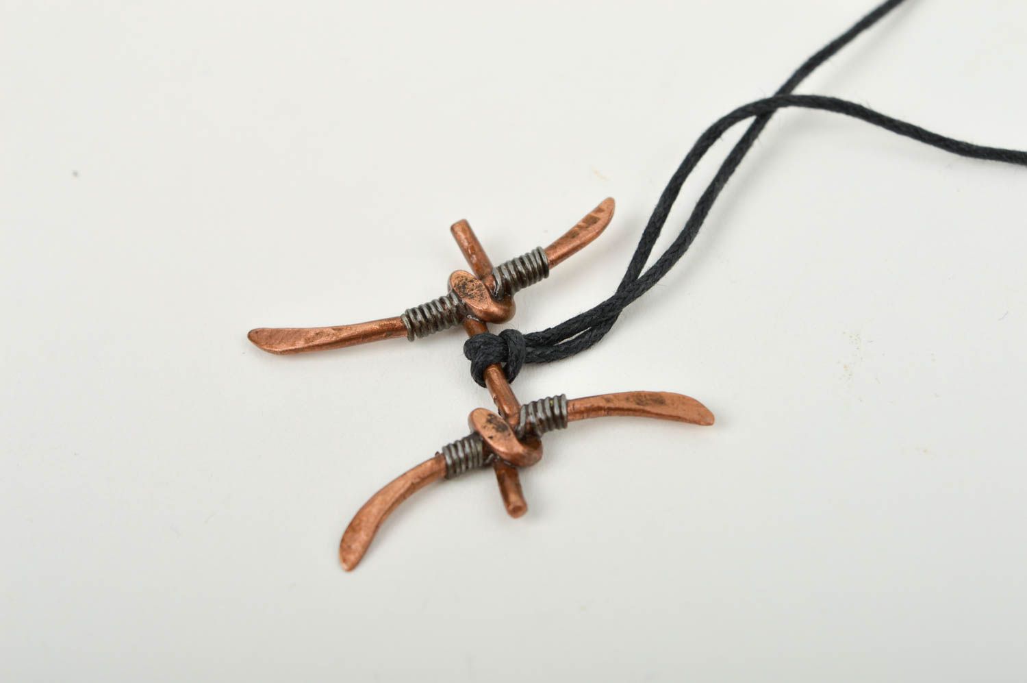 Handmade copper female pendant unusual stylish accessory elegant jewelry photo 4