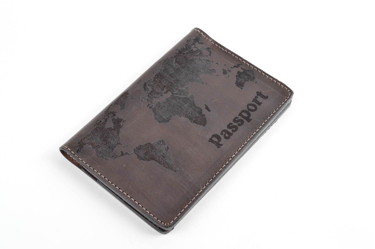 Funda para pasaporte artesanal portadocumentos de cuero gris regalo original foto 1