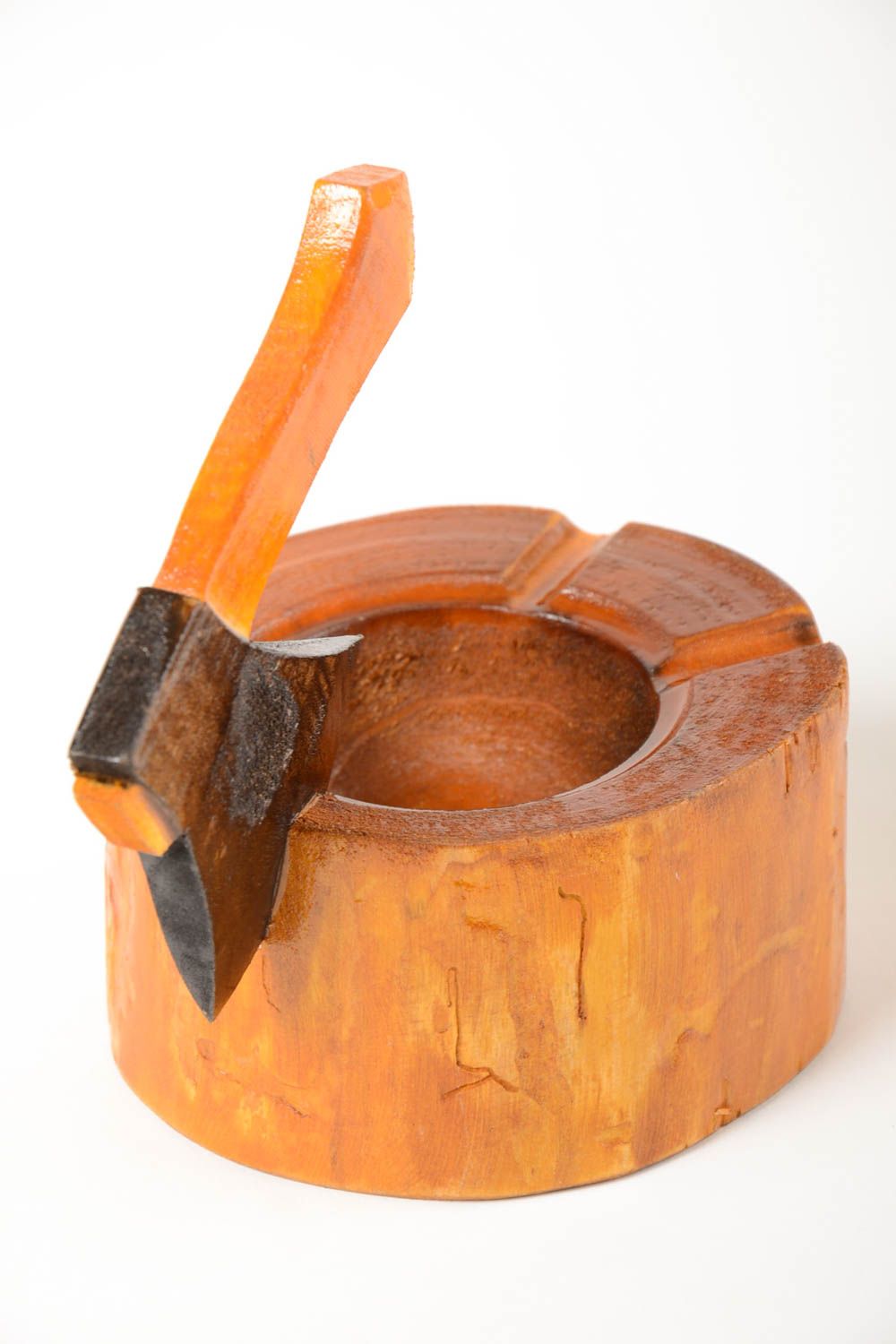 Cendrier original fait main Cendrier en bois avec hache Cadeau pour homme photo 5