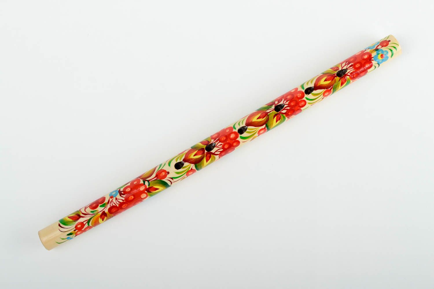 Sopilka Instrument à vent fait main en bois peint à motif floral Cadeau ethnique photo 4