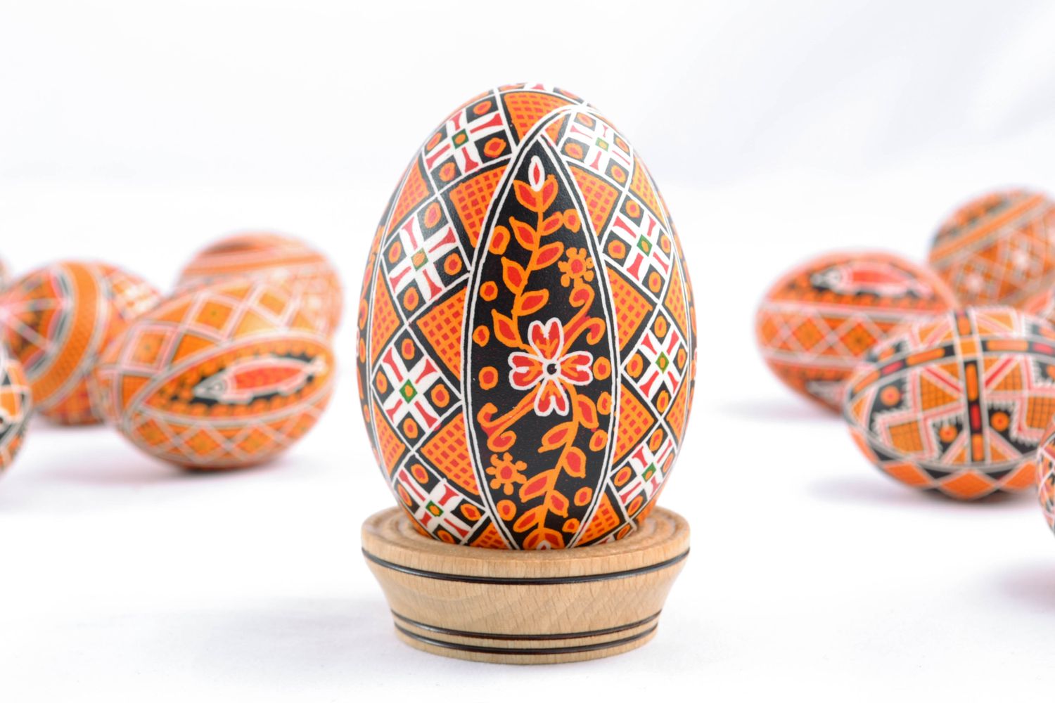 Painted Easter goose egg with floral motives photo 1