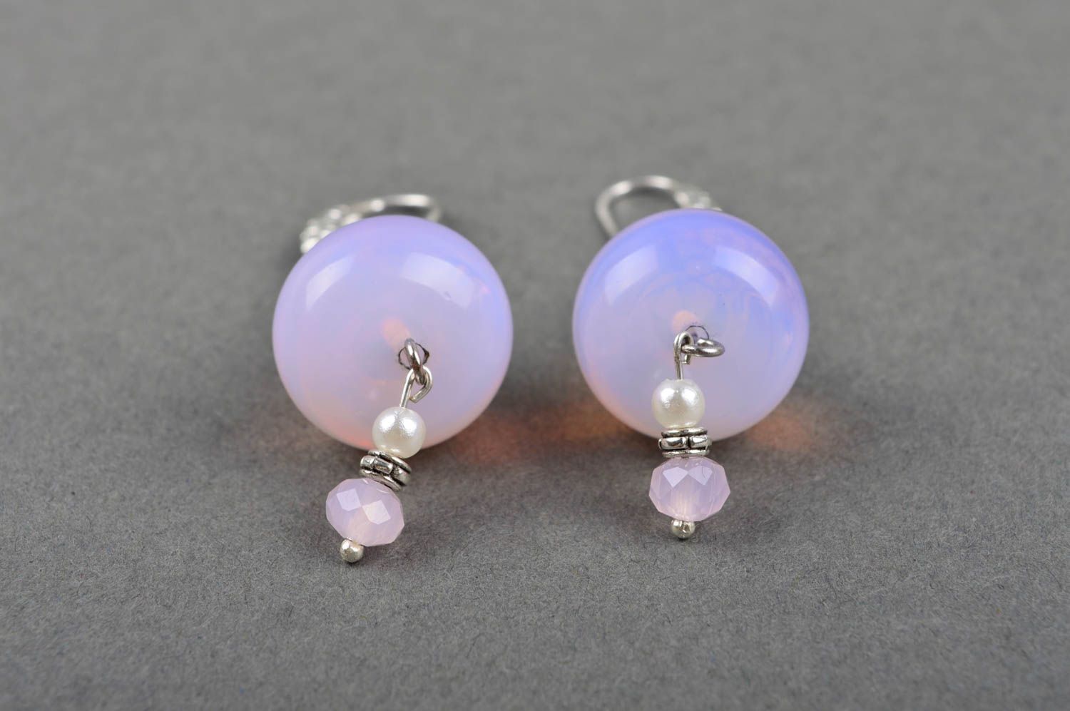 Handmade earrings with moonstone pendants gift idea designer woman accessory  photo 4