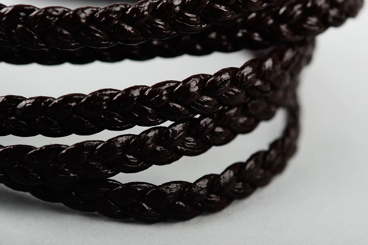 Handmade cute wide bracelet artificial leather bracelet black wrist bracelet photo 4