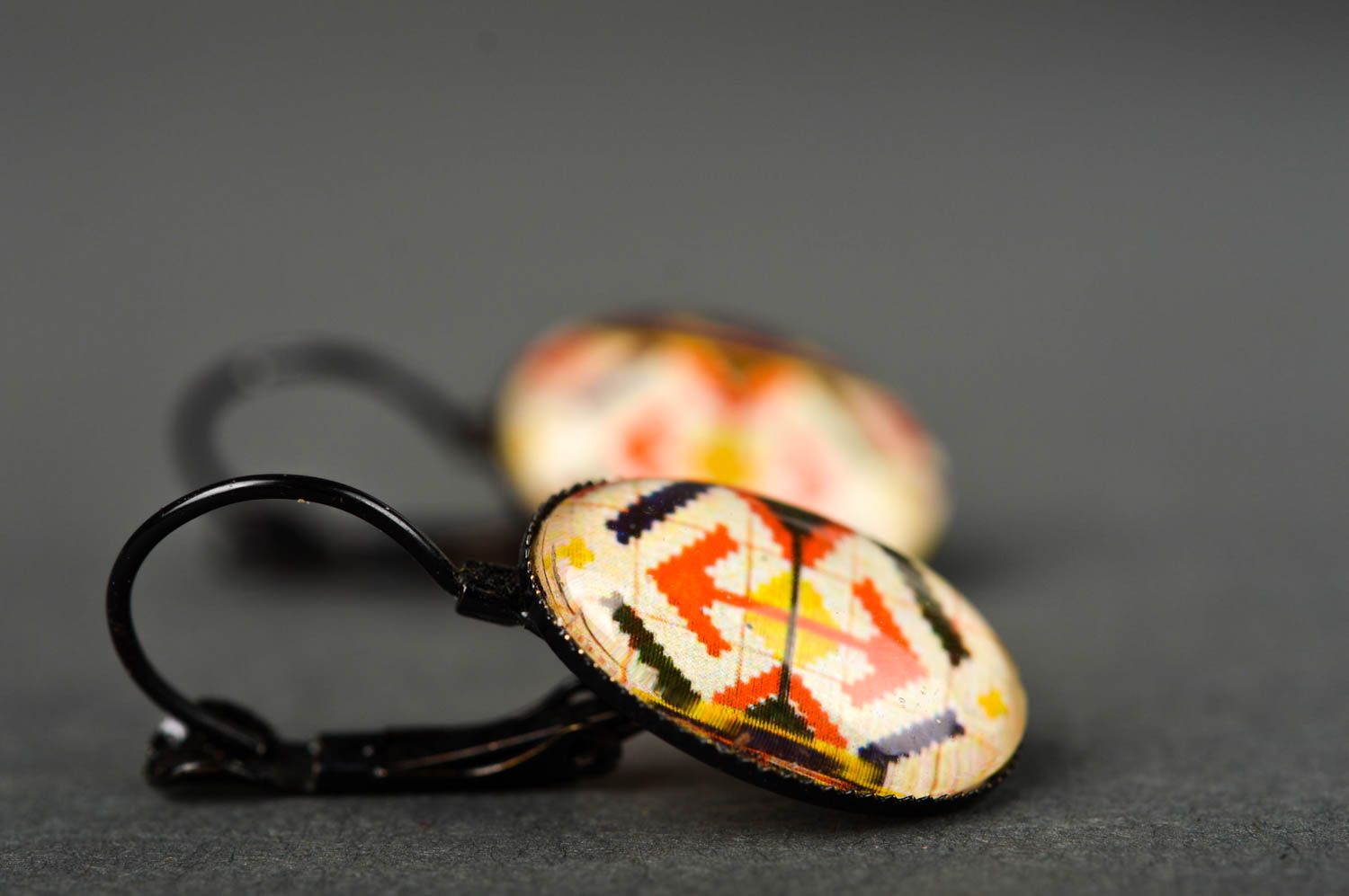 Unusual handmade cabochon earrings metal craft handmade accessories for girls photo 3