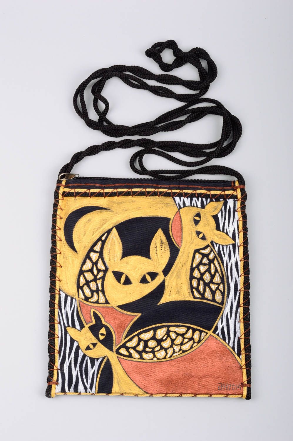 Handmade women's purse fabric handbag painted bag accessory for girls  photo 1