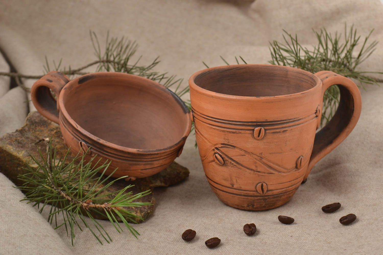 2 Stück handmade Keramik Geschirr Tee Tassen Küchen Zubehör originelle Geschenke foto 1